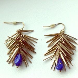 Gold and blue earrings
